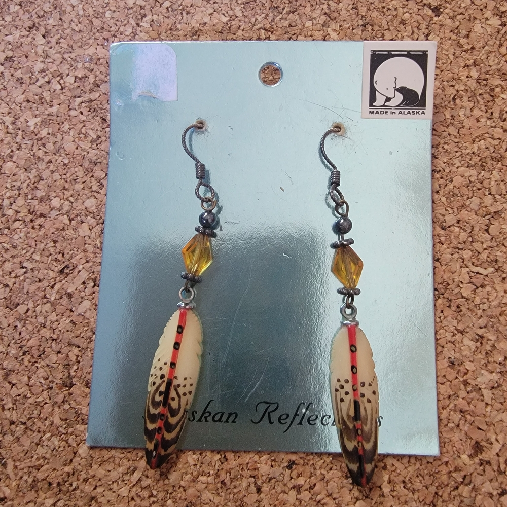 Elegant Feather Earrings with Beads